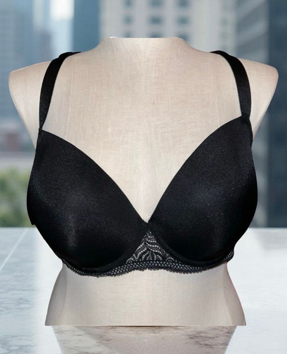 Full Figure Paramour Carolina Racerback Contour T Shirt Black Lace Bra 38DDD